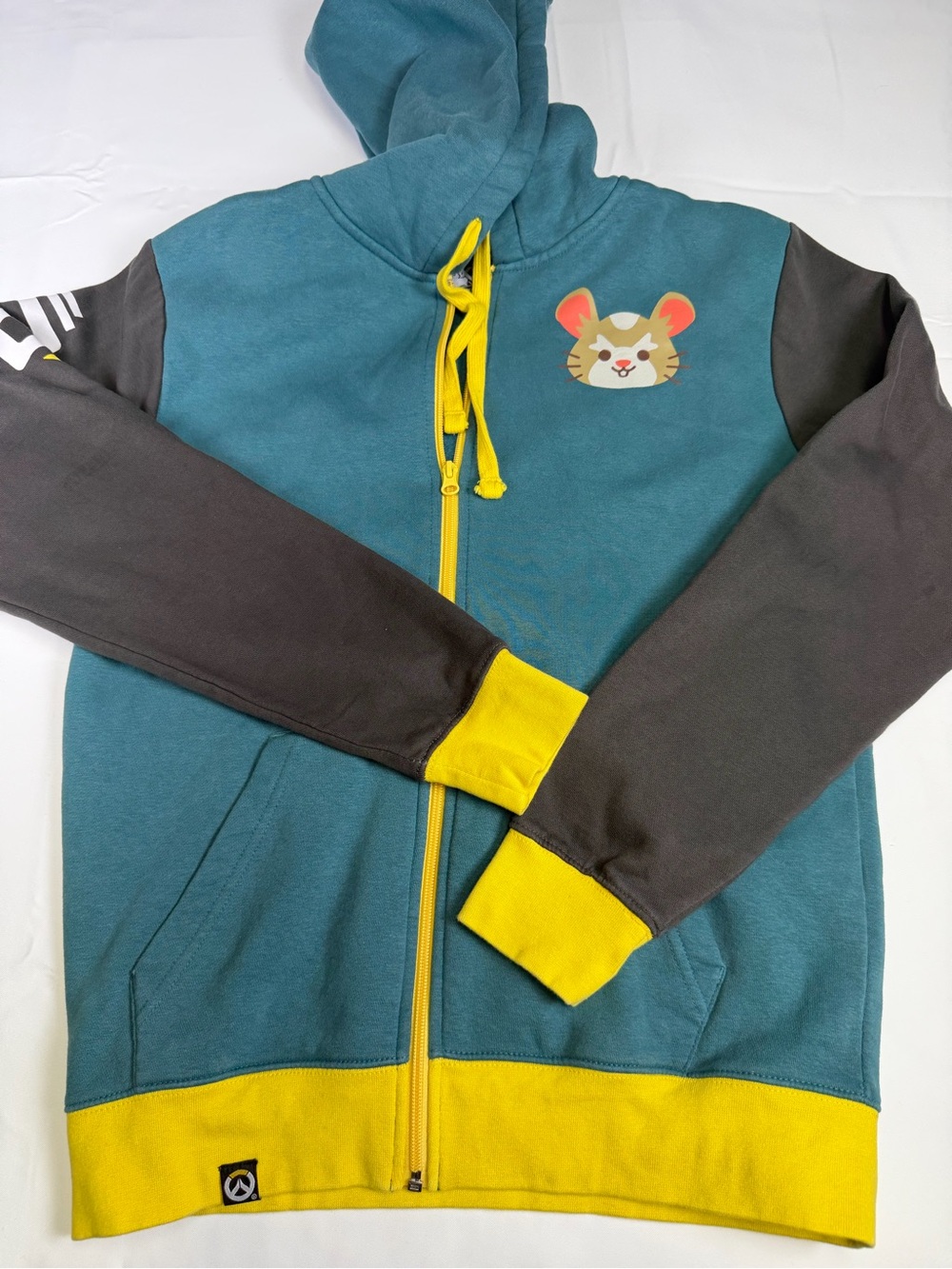 Perfect Teal & Yellow Jinx Gamer Sweatshirt Zip Front Hoodie - Medium